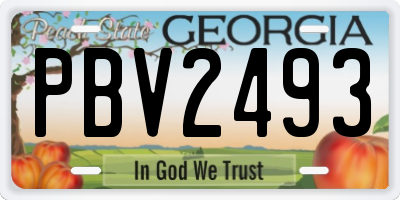 GA license plate PBV2493