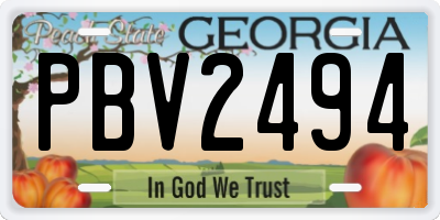 GA license plate PBV2494