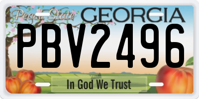 GA license plate PBV2496