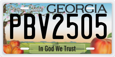GA license plate PBV2505