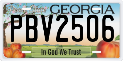 GA license plate PBV2506