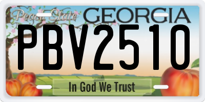 GA license plate PBV2510