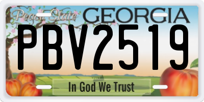 GA license plate PBV2519
