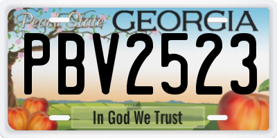 GA license plate PBV2523