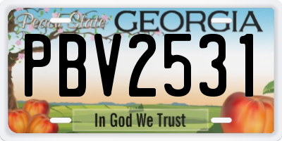 GA license plate PBV2531