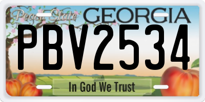 GA license plate PBV2534