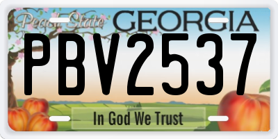 GA license plate PBV2537