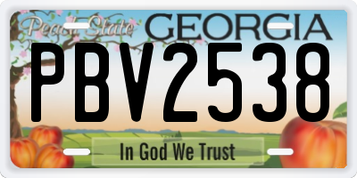 GA license plate PBV2538