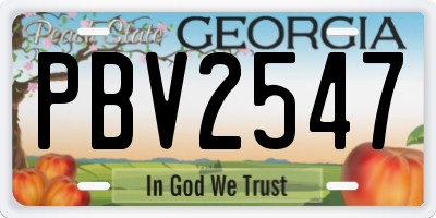 GA license plate PBV2547