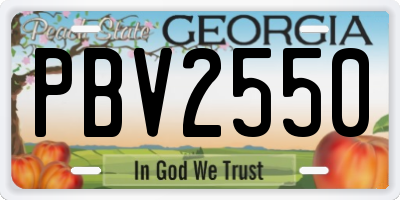 GA license plate PBV2550