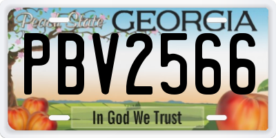 GA license plate PBV2566
