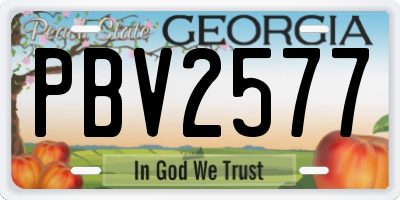 GA license plate PBV2577
