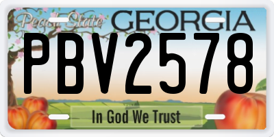 GA license plate PBV2578