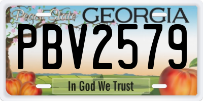 GA license plate PBV2579