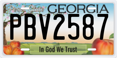 GA license plate PBV2587