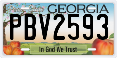 GA license plate PBV2593
