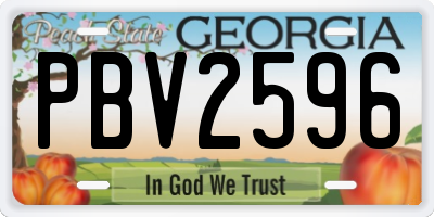 GA license plate PBV2596