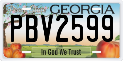 GA license plate PBV2599