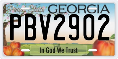 GA license plate PBV2902