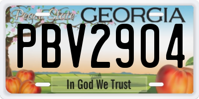 GA license plate PBV2904