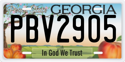 GA license plate PBV2905