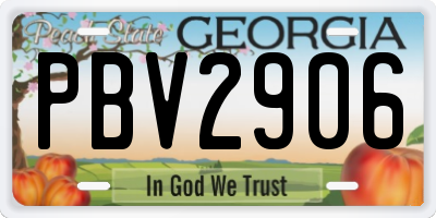 GA license plate PBV2906
