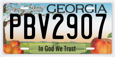 GA license plate PBV2907