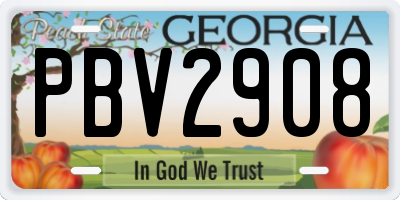 GA license plate PBV2908