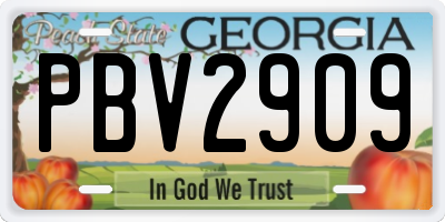 GA license plate PBV2909