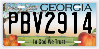 GA license plate PBV2914