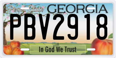 GA license plate PBV2918