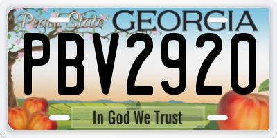 GA license plate PBV2920