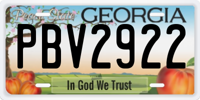 GA license plate PBV2922