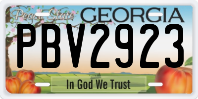 GA license plate PBV2923