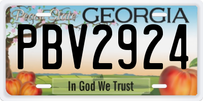 GA license plate PBV2924