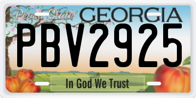 GA license plate PBV2925