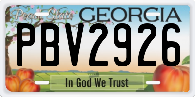 GA license plate PBV2926