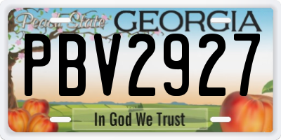GA license plate PBV2927