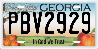 GA license plate PBV2929