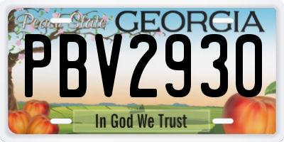 GA license plate PBV2930