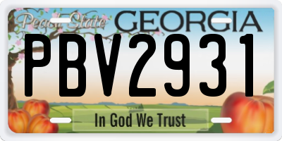 GA license plate PBV2931