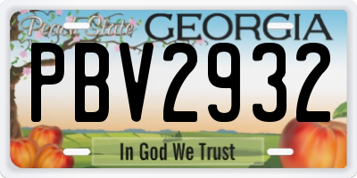 GA license plate PBV2932