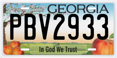 GA license plate PBV2933