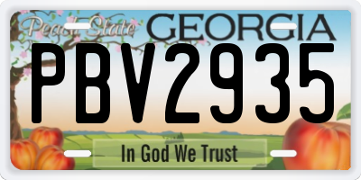 GA license plate PBV2935
