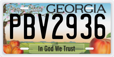 GA license plate PBV2936