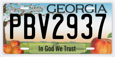 GA license plate PBV2937