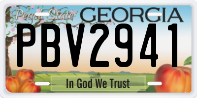 GA license plate PBV2941