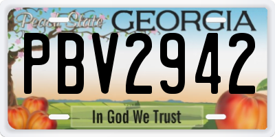 GA license plate PBV2942
