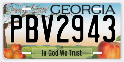 GA license plate PBV2943