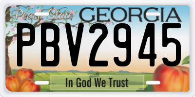 GA license plate PBV2945